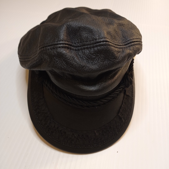 HH Henschel Hat Co Black Leather Cap Sz Small - Picture 2 of 8